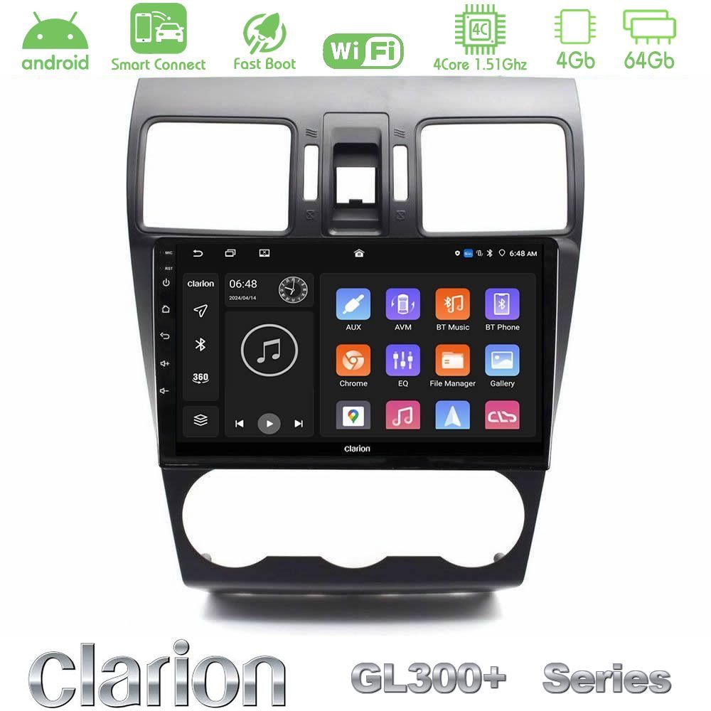 Clarion GL300+ Series 4Core Android ClarionOS 4+64GB Subaru Forester 2015-2018 Navigation Multimedia Tablet 9"