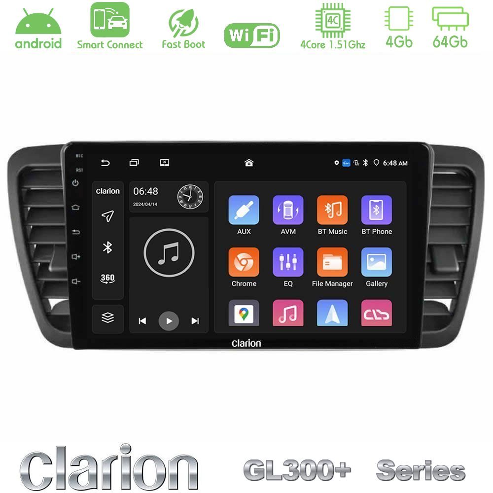 Clarion GL300+ Series 4Core Android ClarionOS 4+64GB  Subaru Legacy/Outback 2002-2008 Navigation Multimedia Tablet 9"