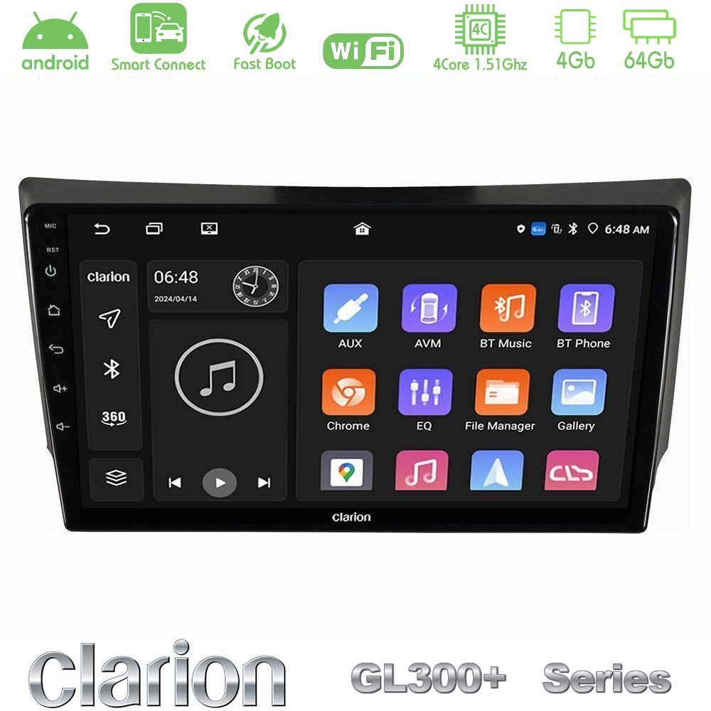 Clarion GL300+ Series 4Core Android ClarionOS 4+64GB Ssangyong Rexton 2002-2006 Navigation Multimedia Tablet 9"