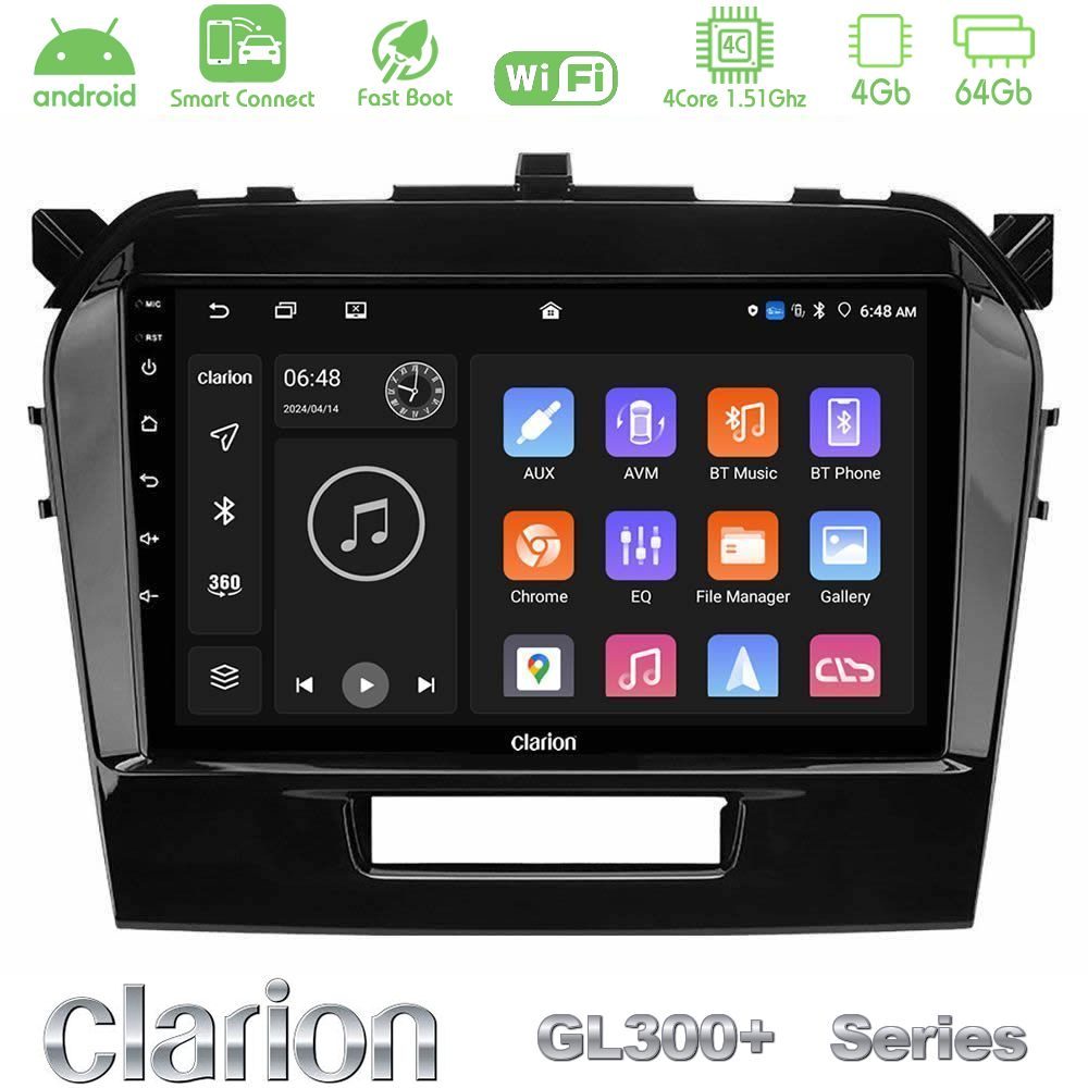 Clarion GL300+ Series 4Core Android ClarionOS 4+64GB Suzuki Vitara 2015-2021 Navigation Multimedia Tablet 9"