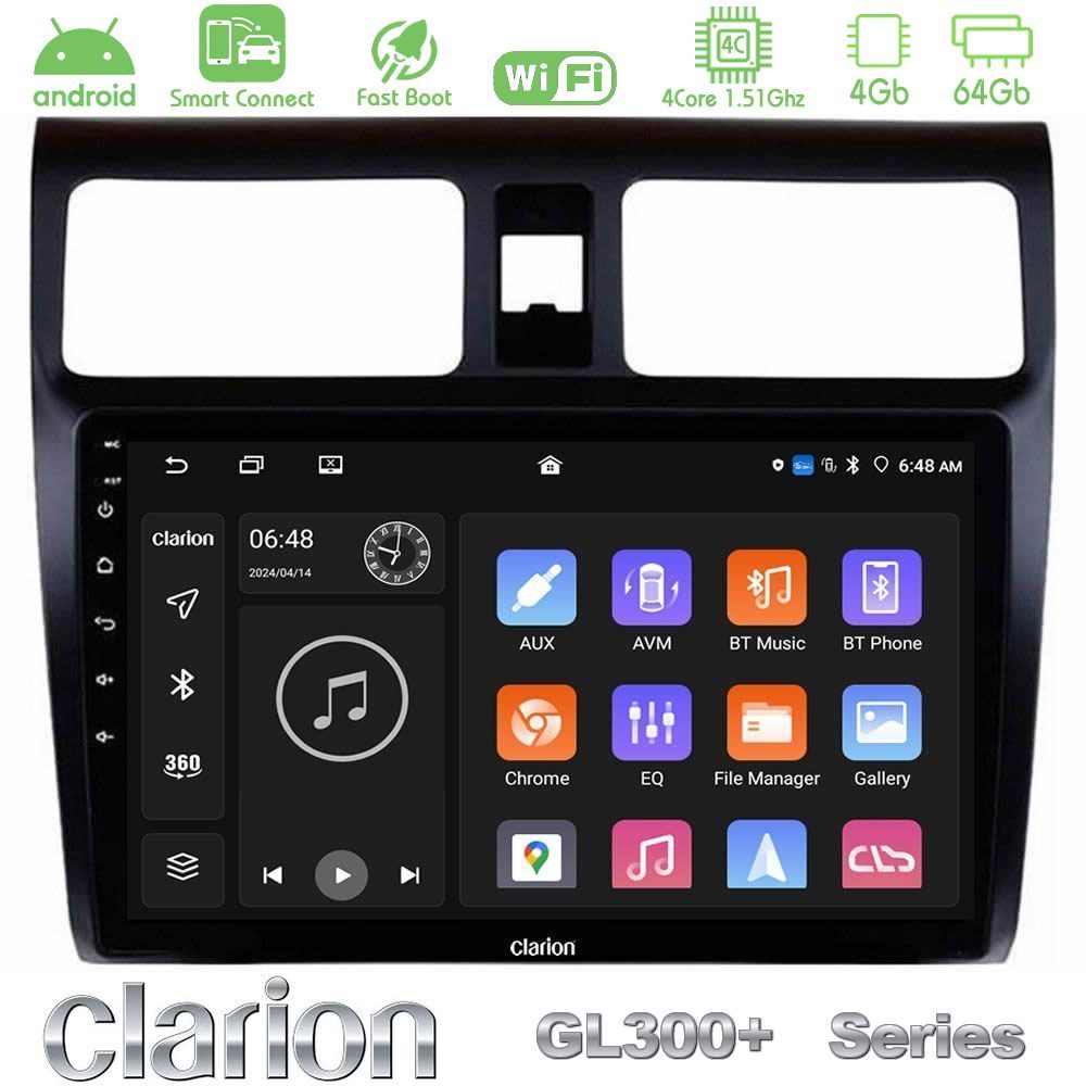 Clarion GL300+ Series 4Core Android ClarionOS 4+64GB  Suzuki Swift 2005-2010 Navigation Multimedia Tablet 10"