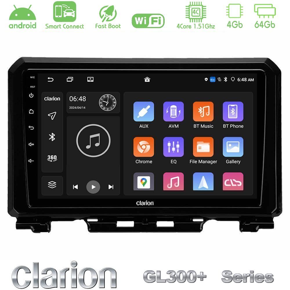 Clarion GL300+ Series 4Core Android ClarionOS 4+64GB Suzuki Jimny 2018-2022 Navigation Multimedia Tablet 9"