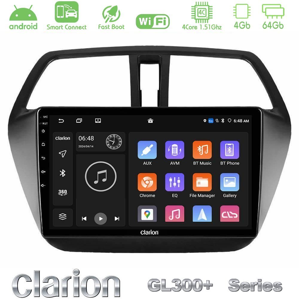 Clarion GL300+ Series 4Core Android ClarionOS 4+64GB Suzuki SX4 S-Cross Navigation Multimedia Tablet 9"