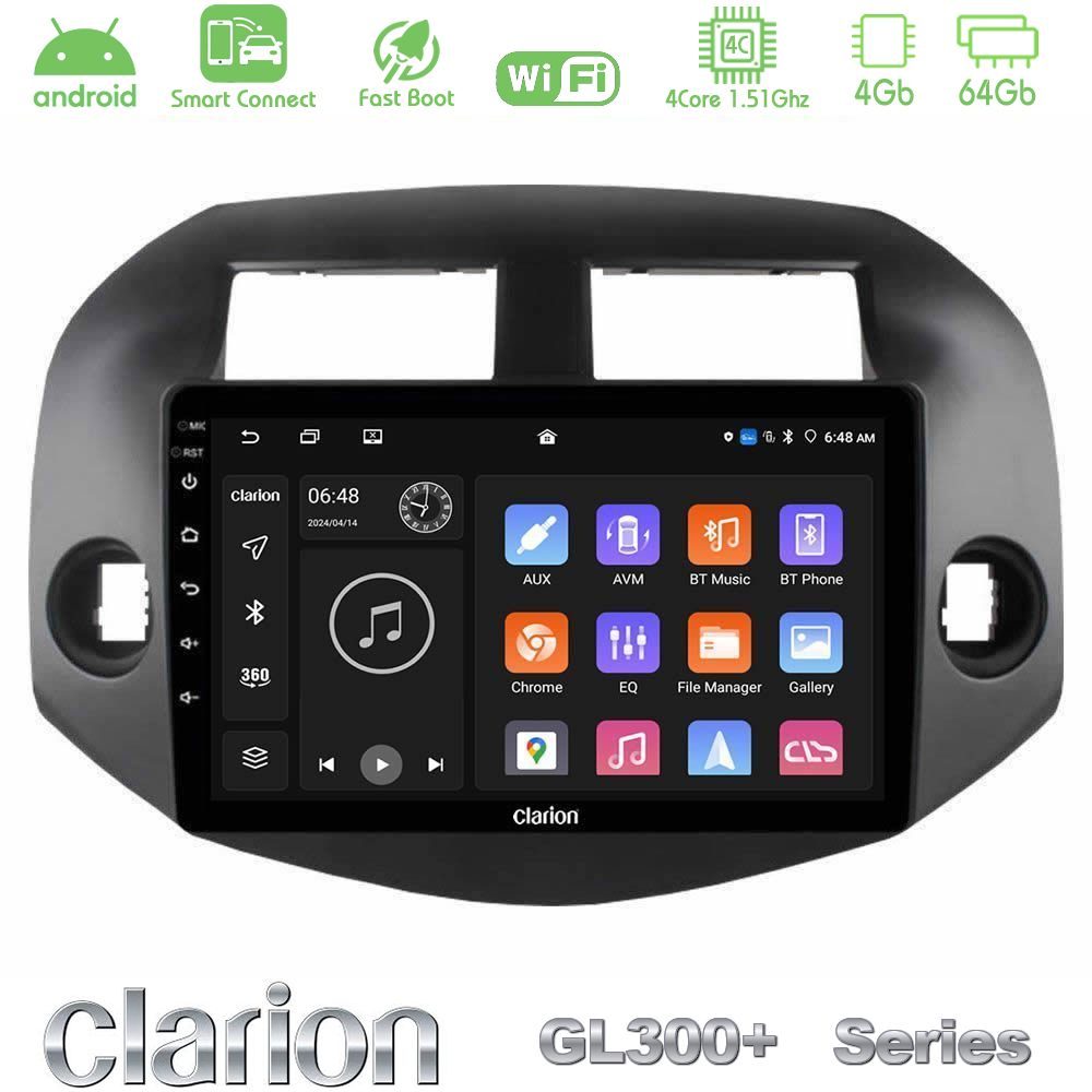 Clarion GL300+ Series 4Core Android ClarionOS 4+64GB  Toyota Rav4 2006-2012 Navigation Multimedia Tablet 10"