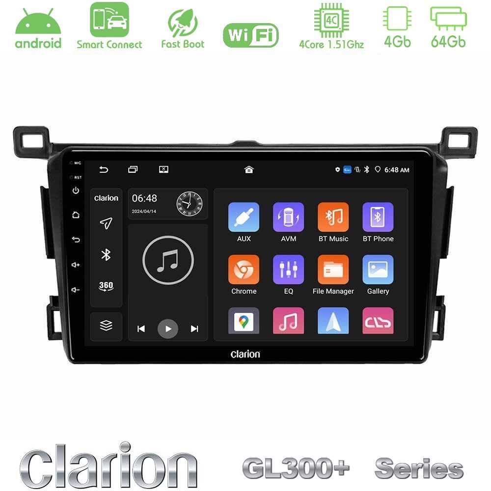 Clarion GL300+ Series 4Core Android ClarionOS 4+64GB  Toyota RAV4 2013-2018 Navigation Multimedia Tablet 9"