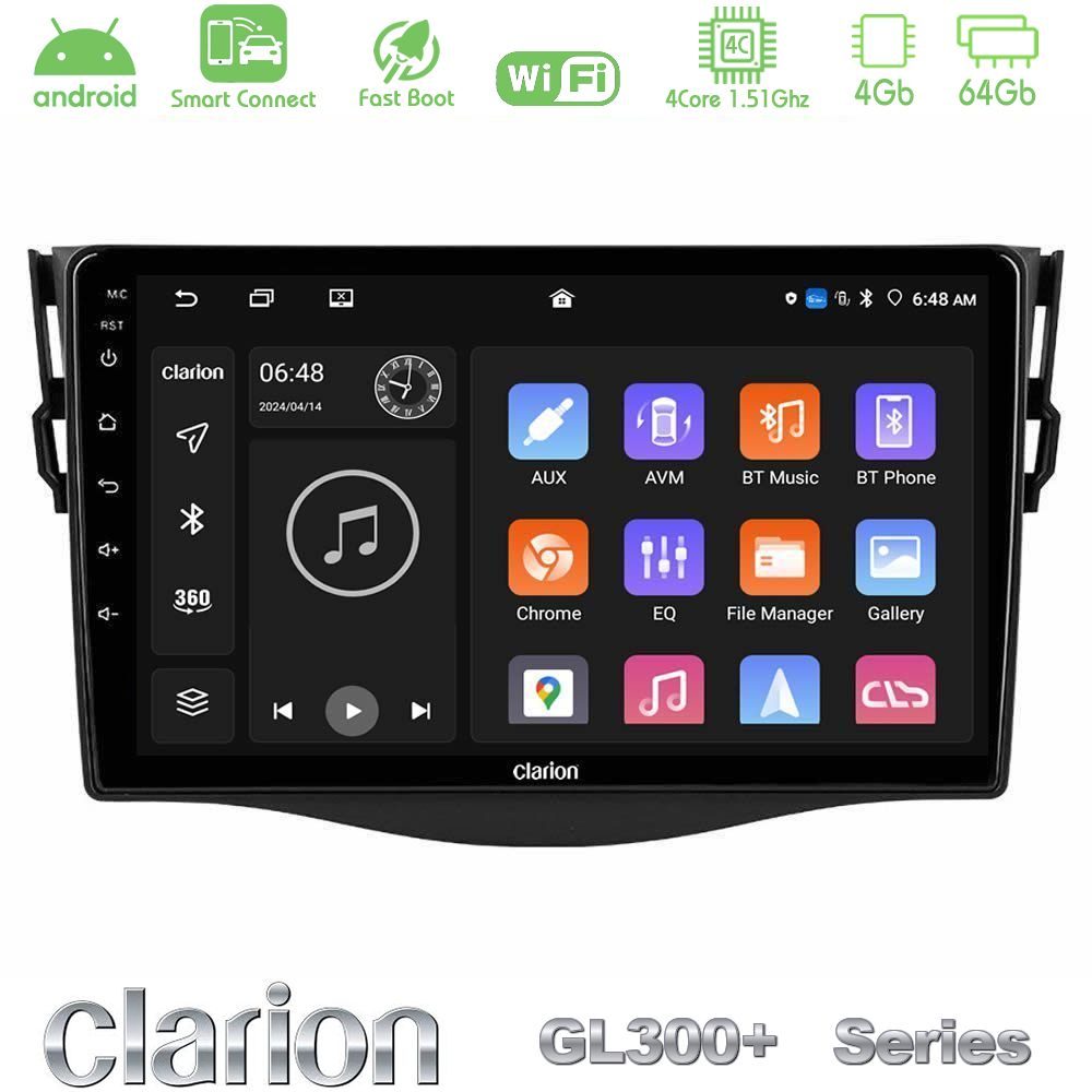 Clarion GL300+ Series 4Core Android ClarionOS 4+64GB Toyota RAV4 Navigation Multimedia Tablet 9"