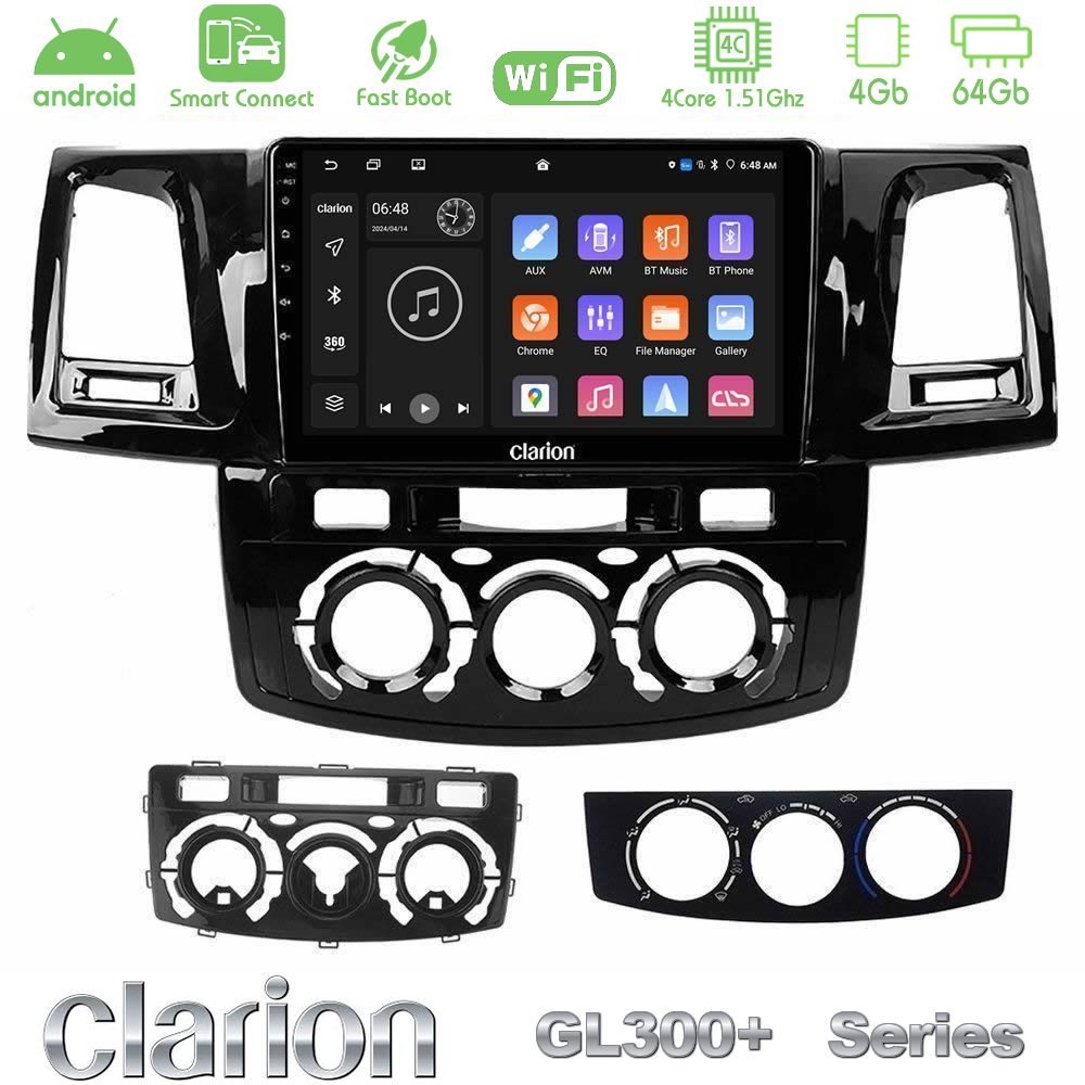 Clarion GL300+ Series 4Core Android ClarionOS 4+64GB  Toyota Hilux 2007-2016 Navigation Multimedia Tablet 9"