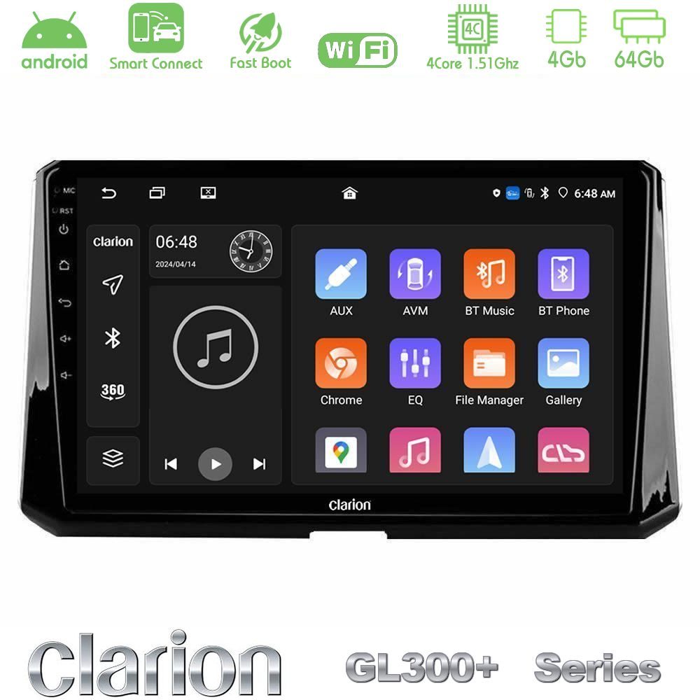 Clarion GL300+ Series 4Core Android ClarionOS 4+64GB  Toyota Corolla 2019-2022 Navigation Multimedia Tablet 10"