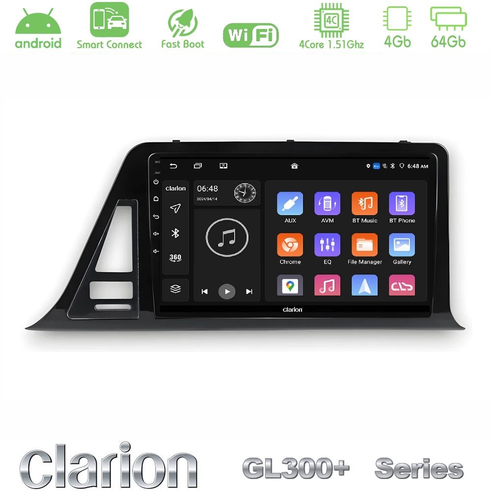 Clarion GL300+ Series 4Core Android ClarionOS 4+64GB Toyota CH-R RHD Navigation Multimedia Tablet 9"