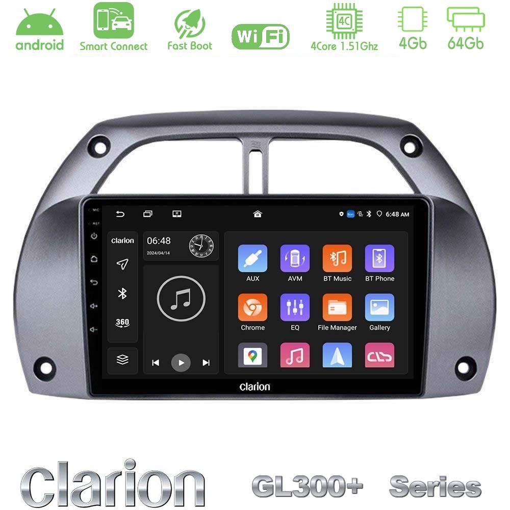 Clarion GL300+ Series 4Core Android ClarionOS 4+64GB  Toyota RAV4 2001 - 2006 Navigation Multimedia Tablet 9"