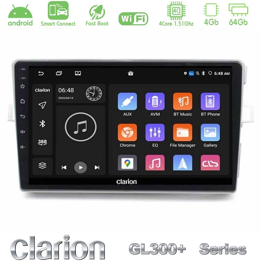 Clarion GL300+ Series 4Core Android ClarionOS 4+64GB Toyota Verso 2009-2018 Navigation Multimedia Tablet 9"