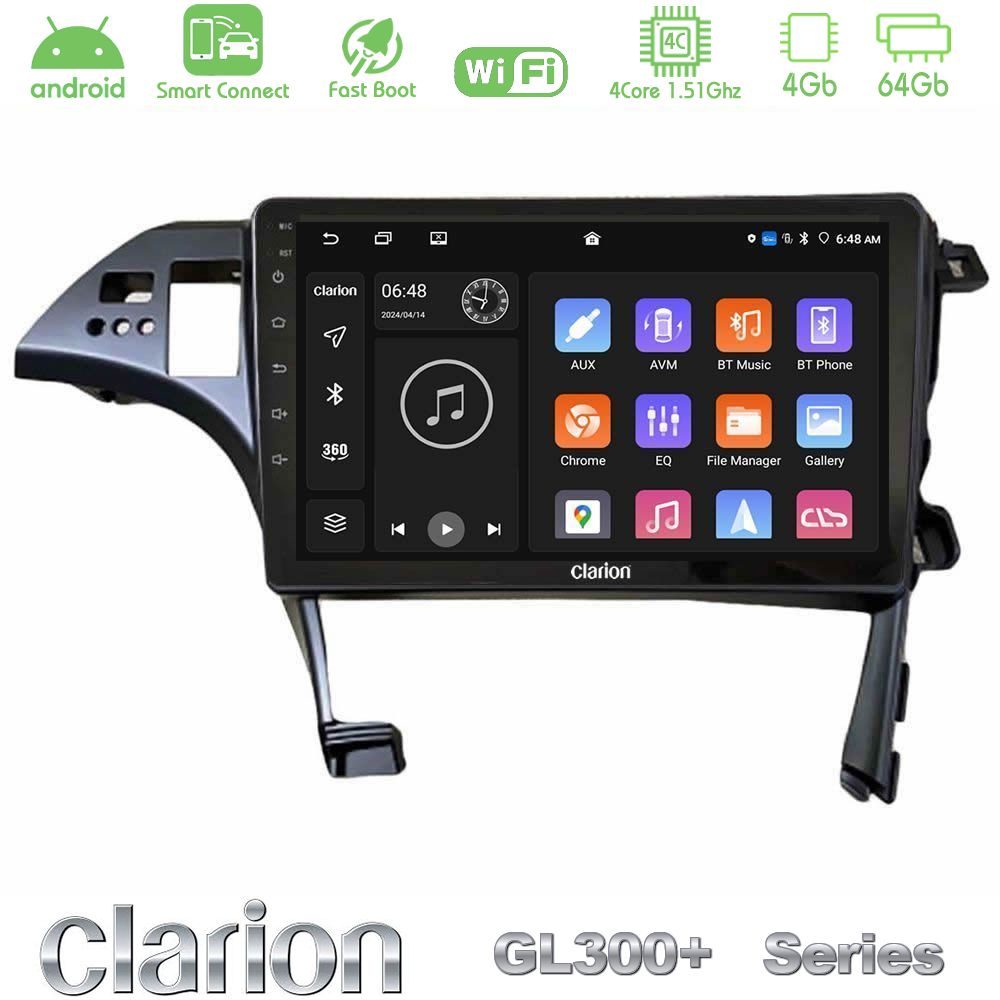 Clarion GL300+ Series 4Core Android ClarionOS 4+64GB Toyota Prius 2010-2015 Navigation Multimedia Tablet 10"