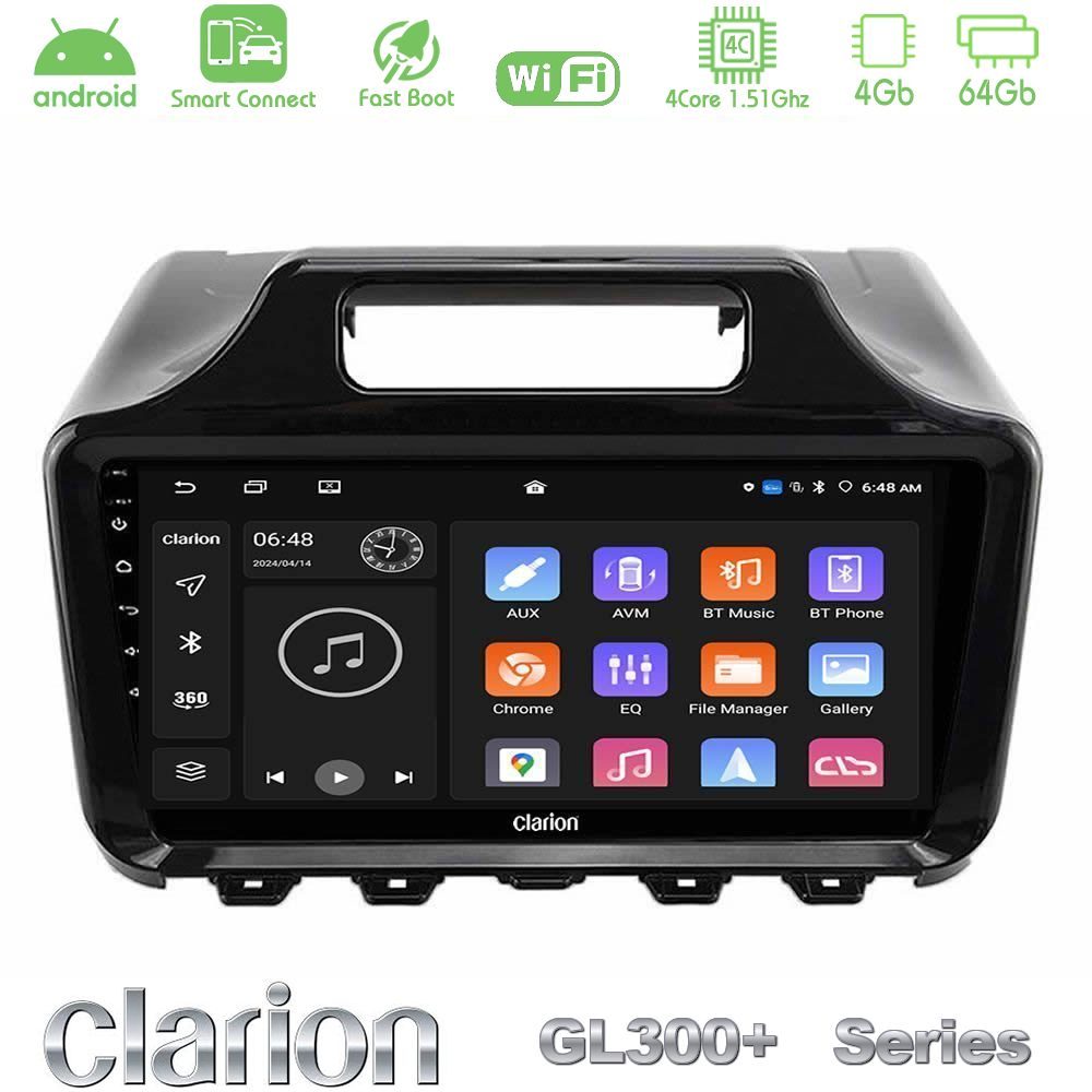 Clarion GL300+ Series 4Core Android ClarionOS 4+64GB Toyota iQ 2008 – 2015 Navigation Multimedia Tablet 9"