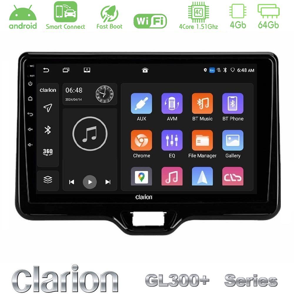Clarion GL300+ Series 4Core Android ClarionOS 4+64GB Toyota Yaris Cross RHD 2020-> (Low Version) Navigation Multimedia Tablet 9"