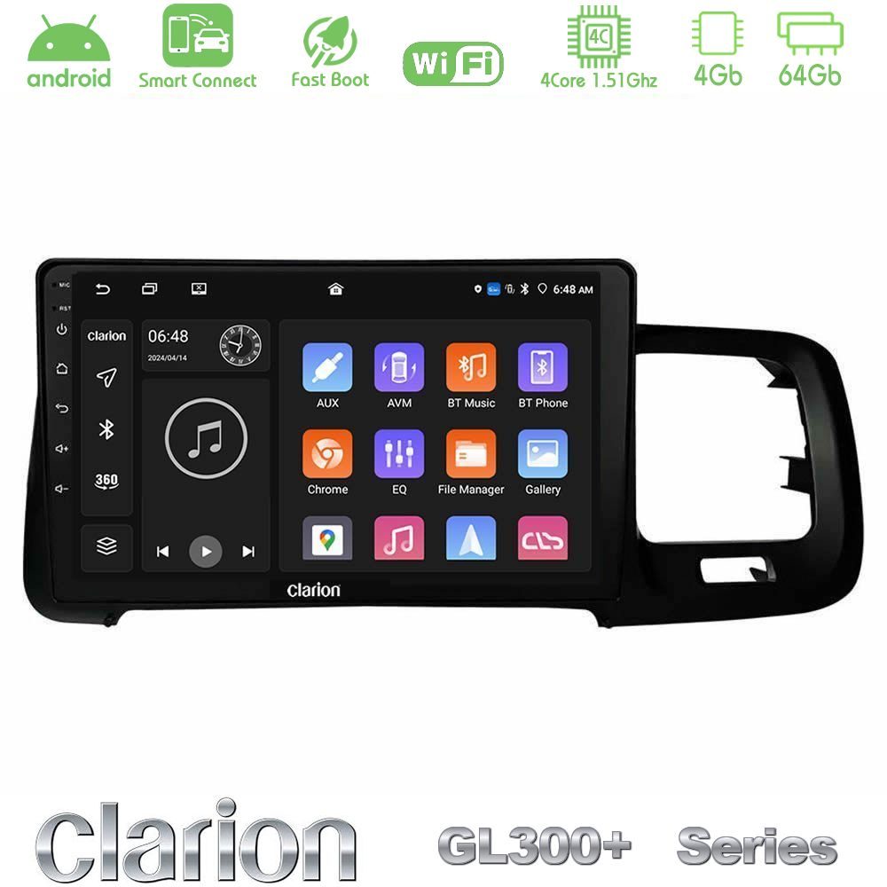 Clarion GL300+ Series 4Core Android ClarionOS 4+64GB  Volvo S60 2010-2018 Navigation Multimedia Tablet 9"
