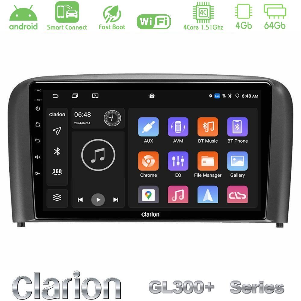 Clarion GL300+ Series 4Core Android ClarionOS 4+64GB  Volvo S80 1998-2006 Navigation Multimedia Tablet 9"