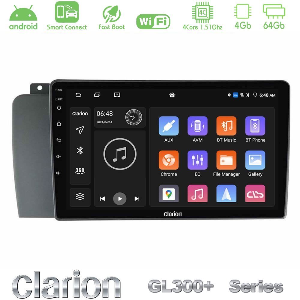 Clarion GL300+ Series 4Core Android ClarionOS 4+64GB  Volvo S60 2004-2009 Navigation Multimedia Tablet 9"