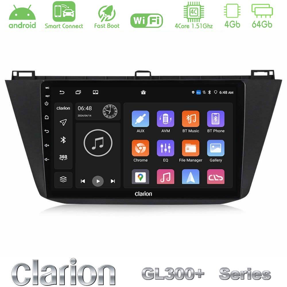 Clarion GL300+ Series 4Core Android ClarionOS 4+64GB  Vw Tiguan 2016-2022 Navigation Multimedia Tablet 10"