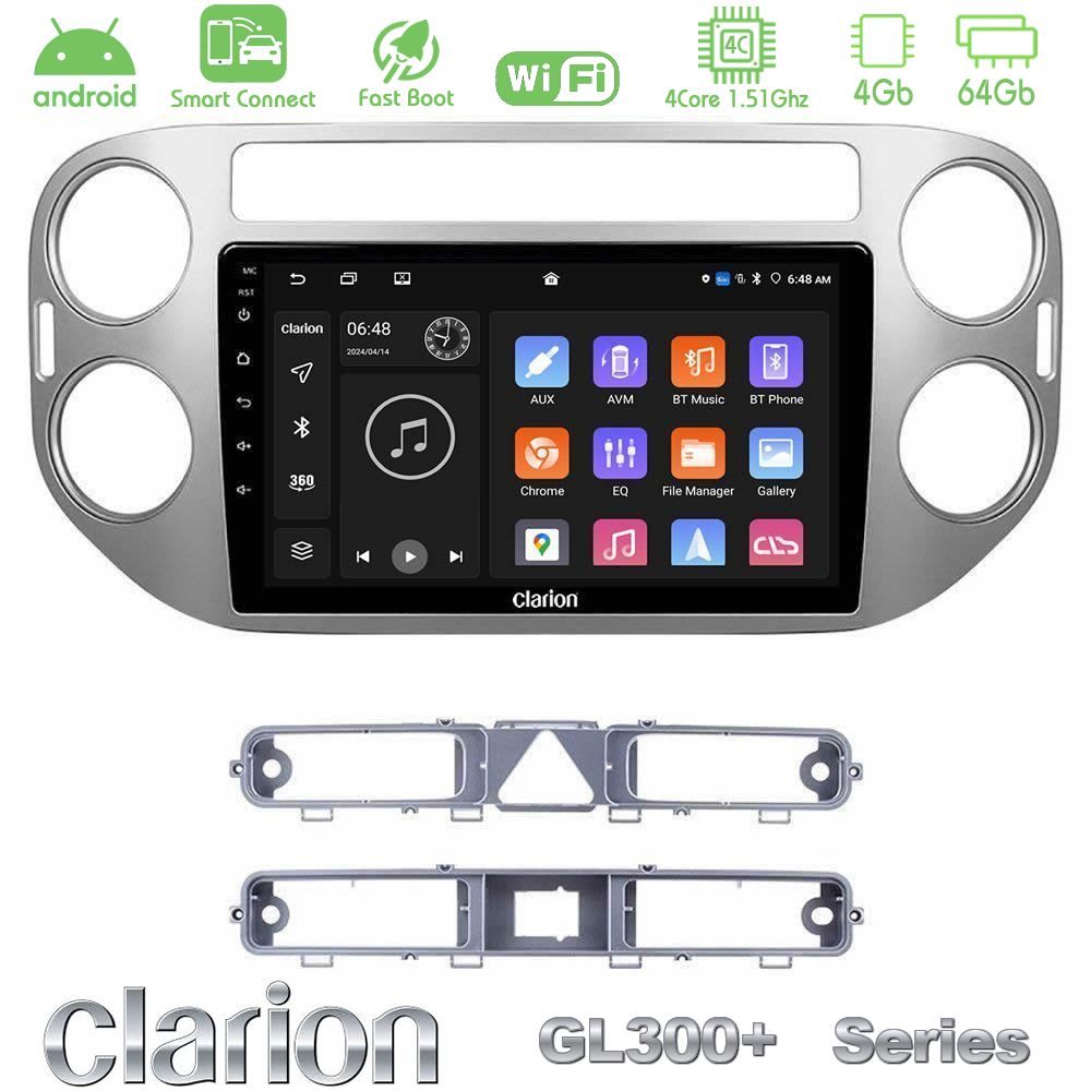 Clarion GL300+ Series 4Core Android ClarionOS 4+64GB  VW Tiguan Navigation Multimedia Tablet 9"