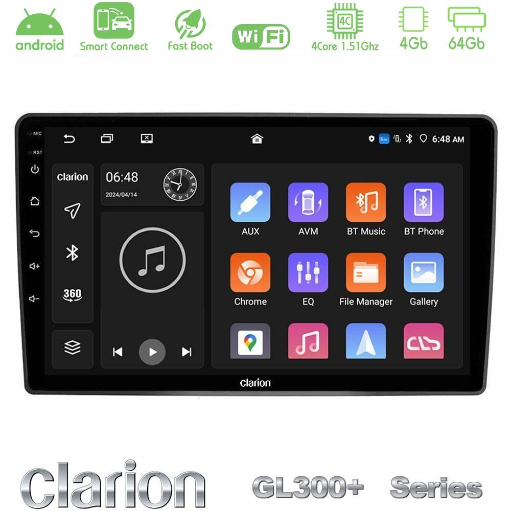 Clarion GL300+ Series 4Core Android ClarionOS 4+64GB  VW Passat Navigation Multimedia Tablet 9"