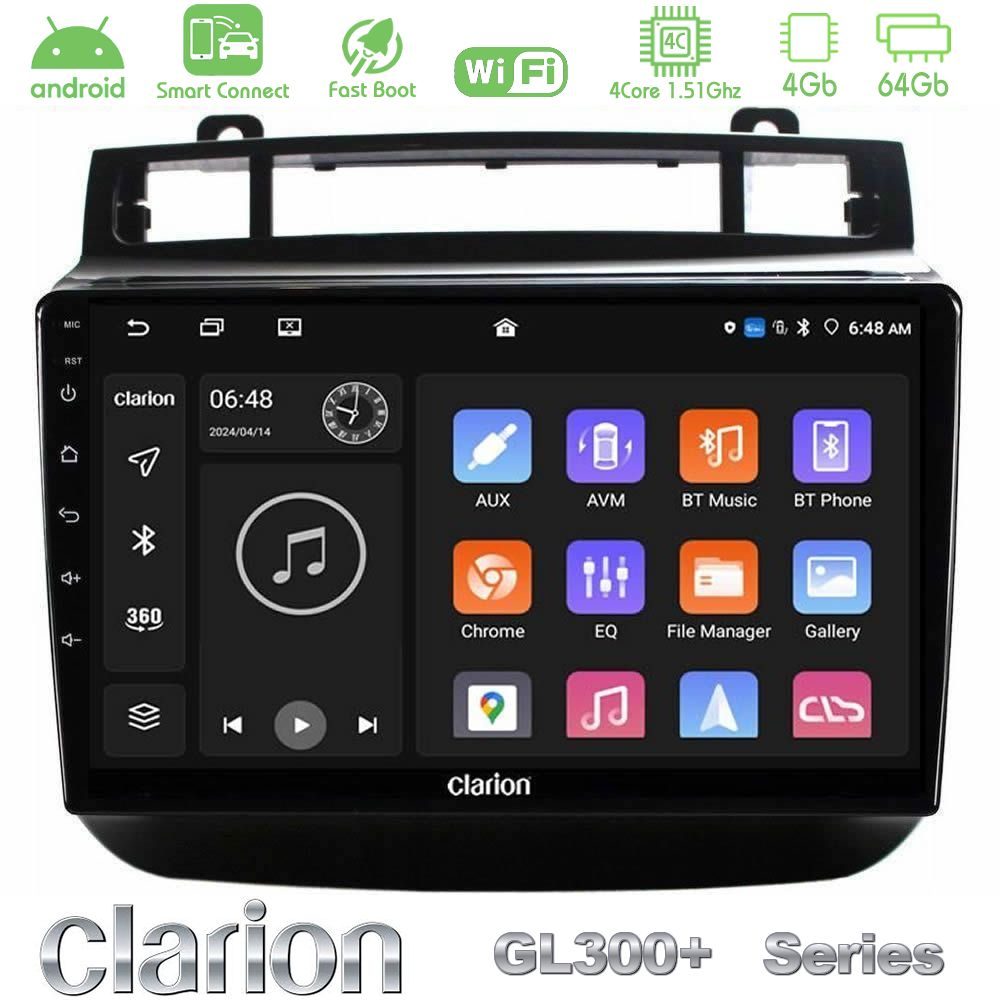 Clarion GL300+ Series 4Core Android ClarionOS 4+64GB VW Touareg 2011-2018 Navigation Multimedia Tablet 9"