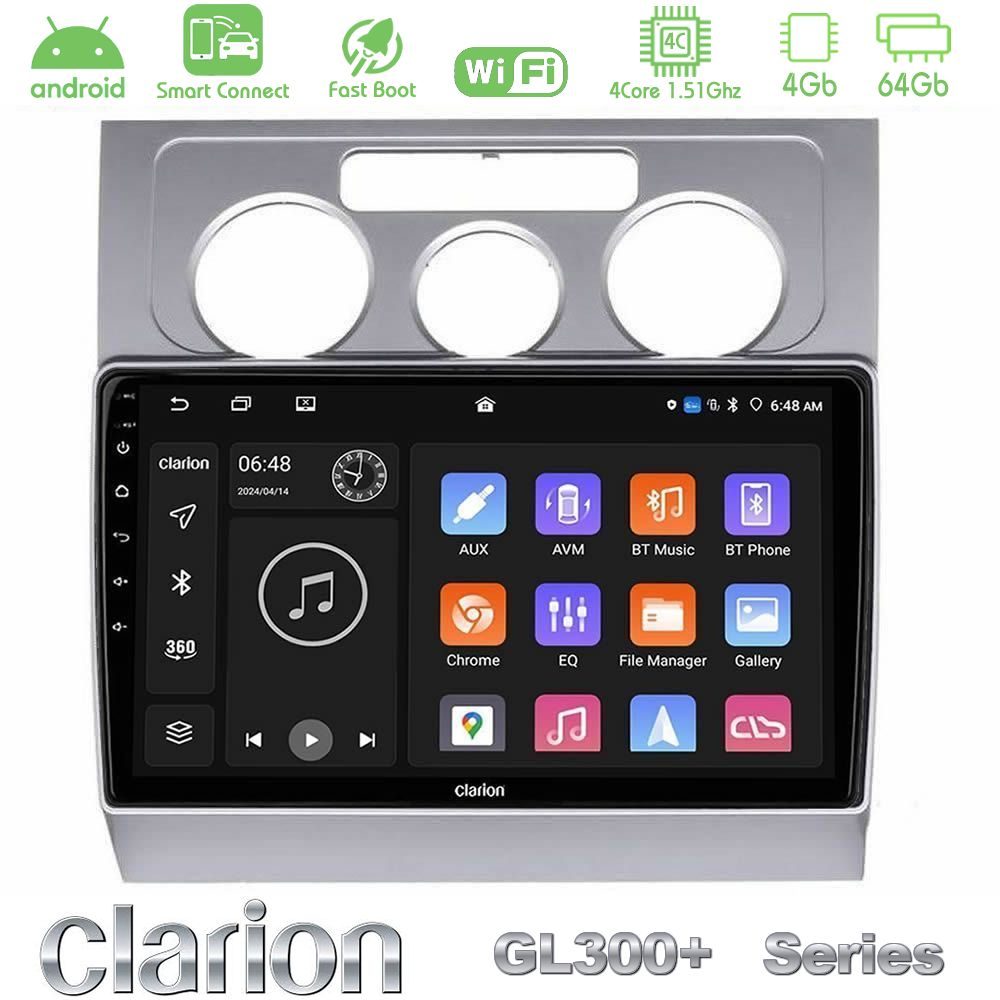Clarion GL300+ Series 4Core Android ClarionOS 4+64GB  VW Touran 2003-2011 Navigation Multimedia Tablet 10"