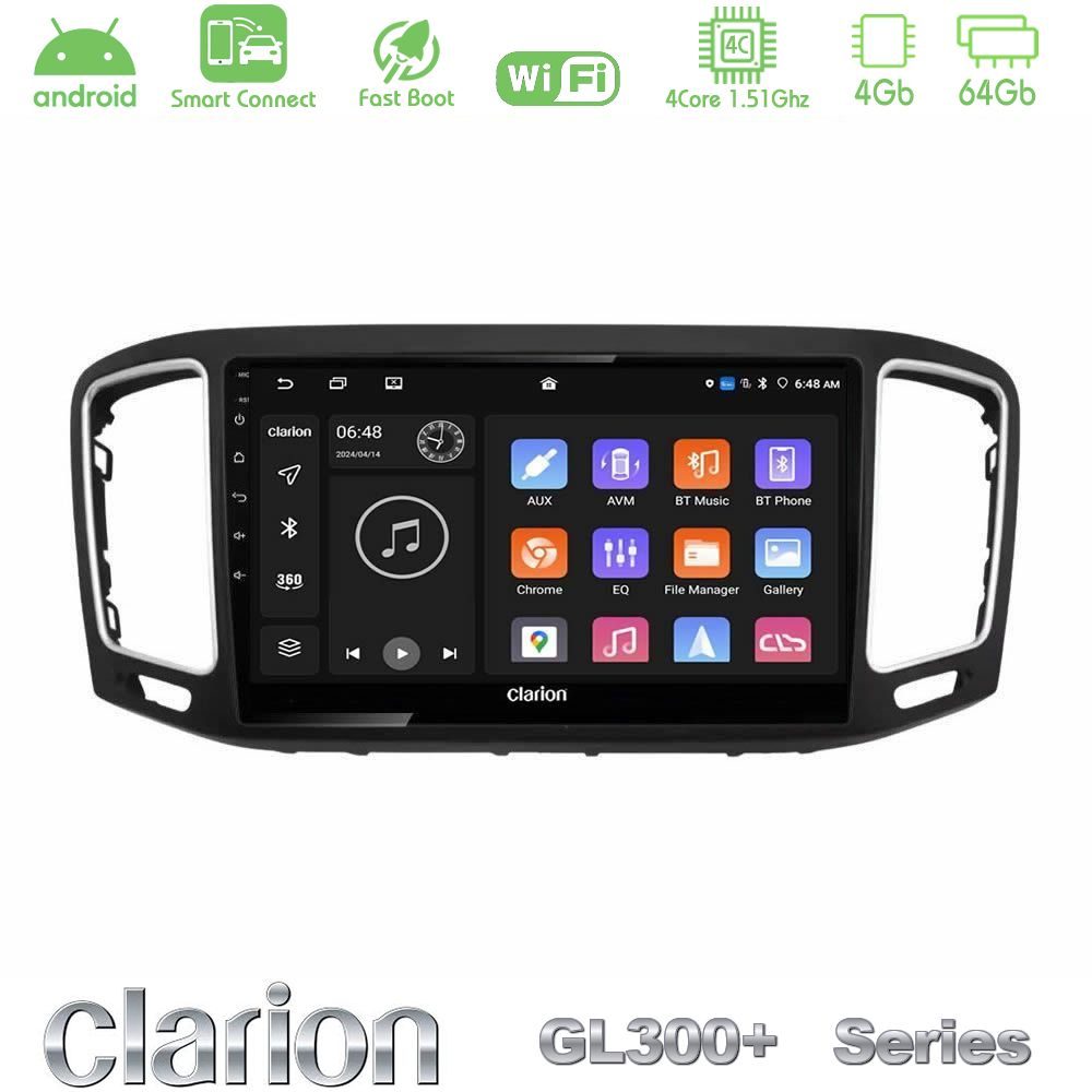 Clarion GL300+ Series 4Core Android ClarionOS 4+64GB VW Sharan 2015-2023 Navigation Multimedia Tablet 9"
