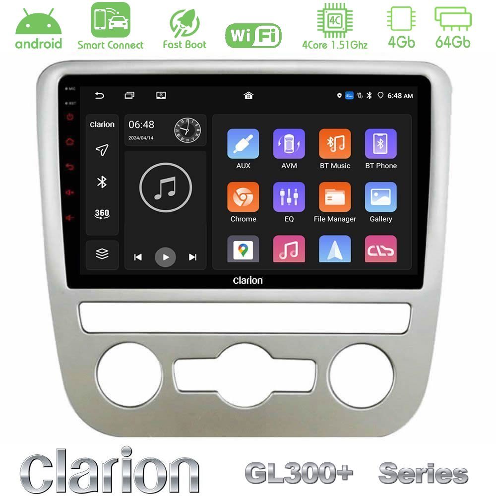 Clarion GL300+ Series 4Core Android ClarionOS 4+64GB  VW Scirocco 2008 – 2014 Navigation Multimedia Tablet 9"