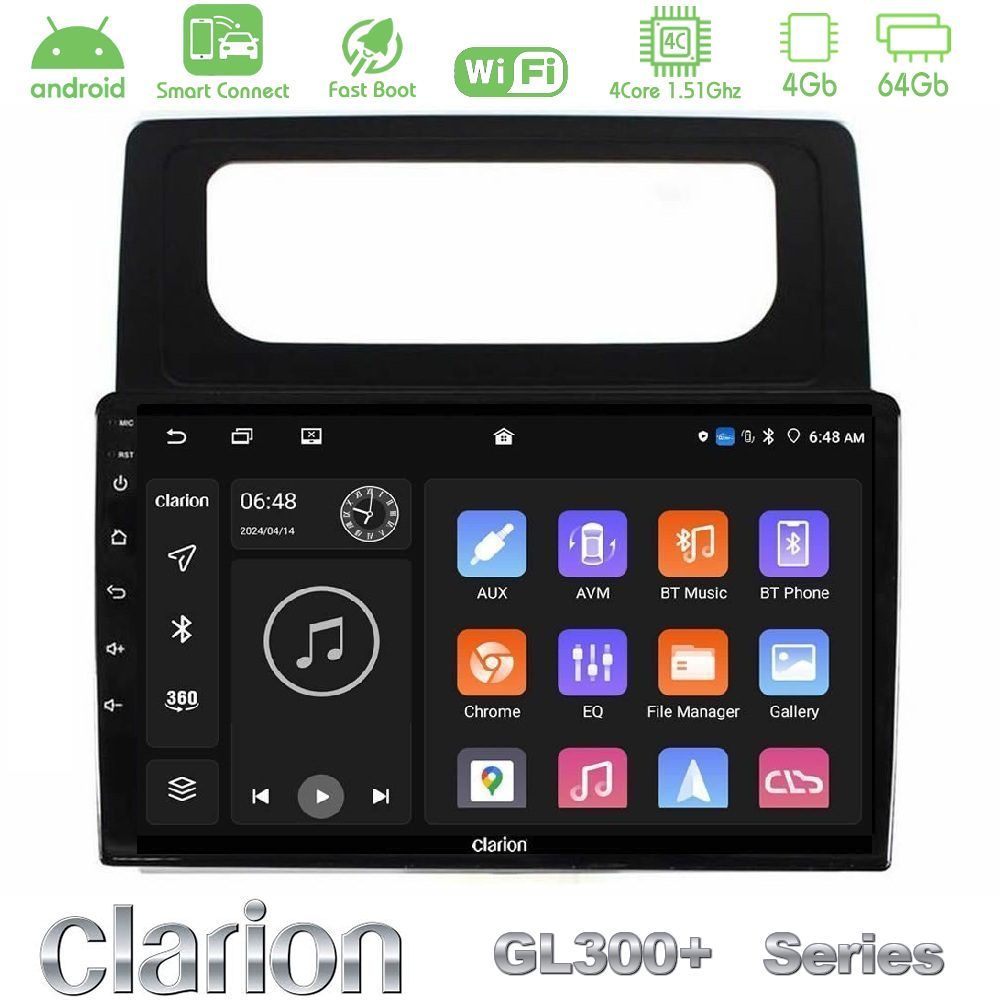 Clarion GL300+ Series 4Core Android ClarionOS 4+64GB VW Caddy 2004-2014 Navigation Multimedia Tablet 10"