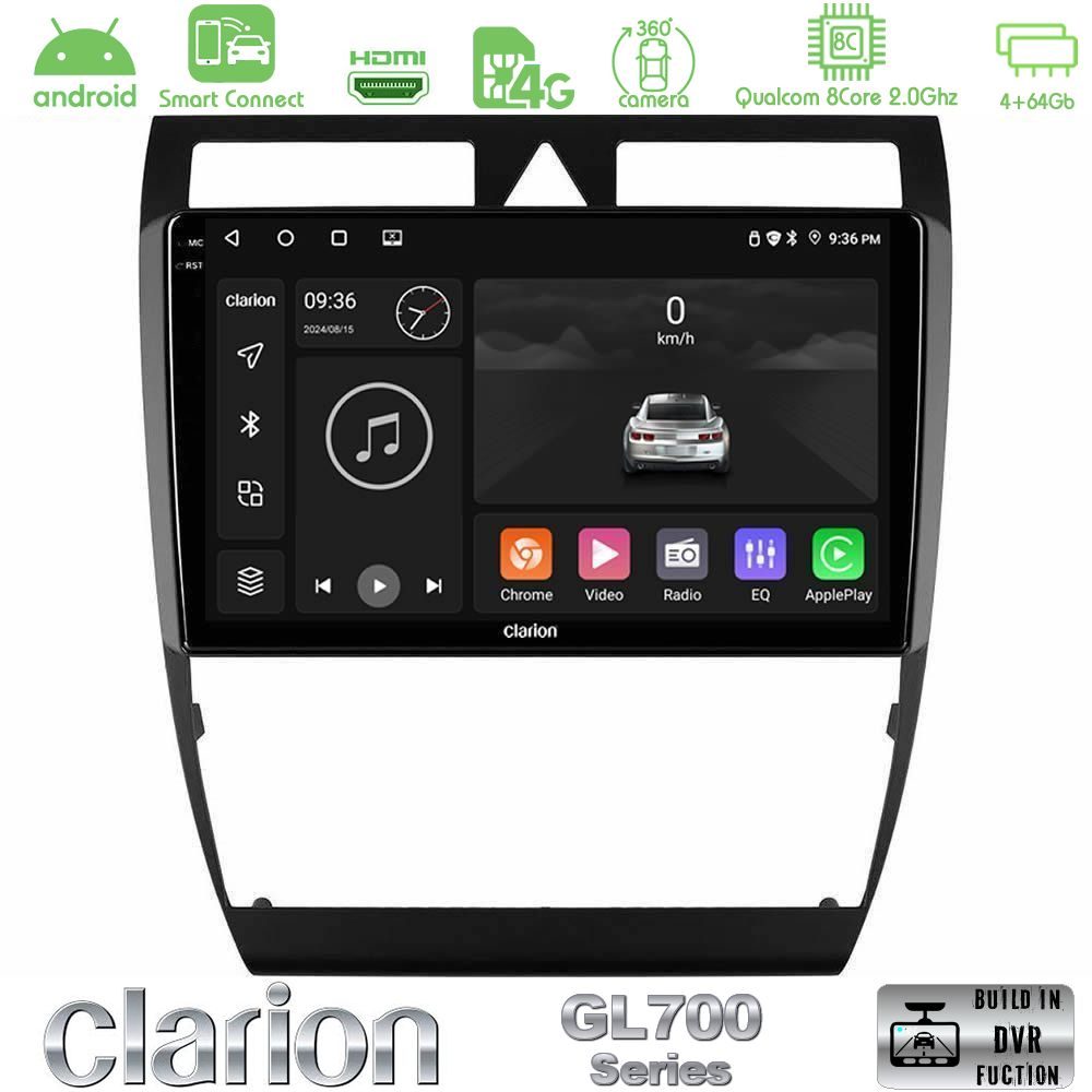 Clarion GL700 Series 8Core Android ClarionOS 4+64GB Audi A6 (C5) 1997-2004 Navigation Multimedia Tablet 9" Με Carplay & Android Auto