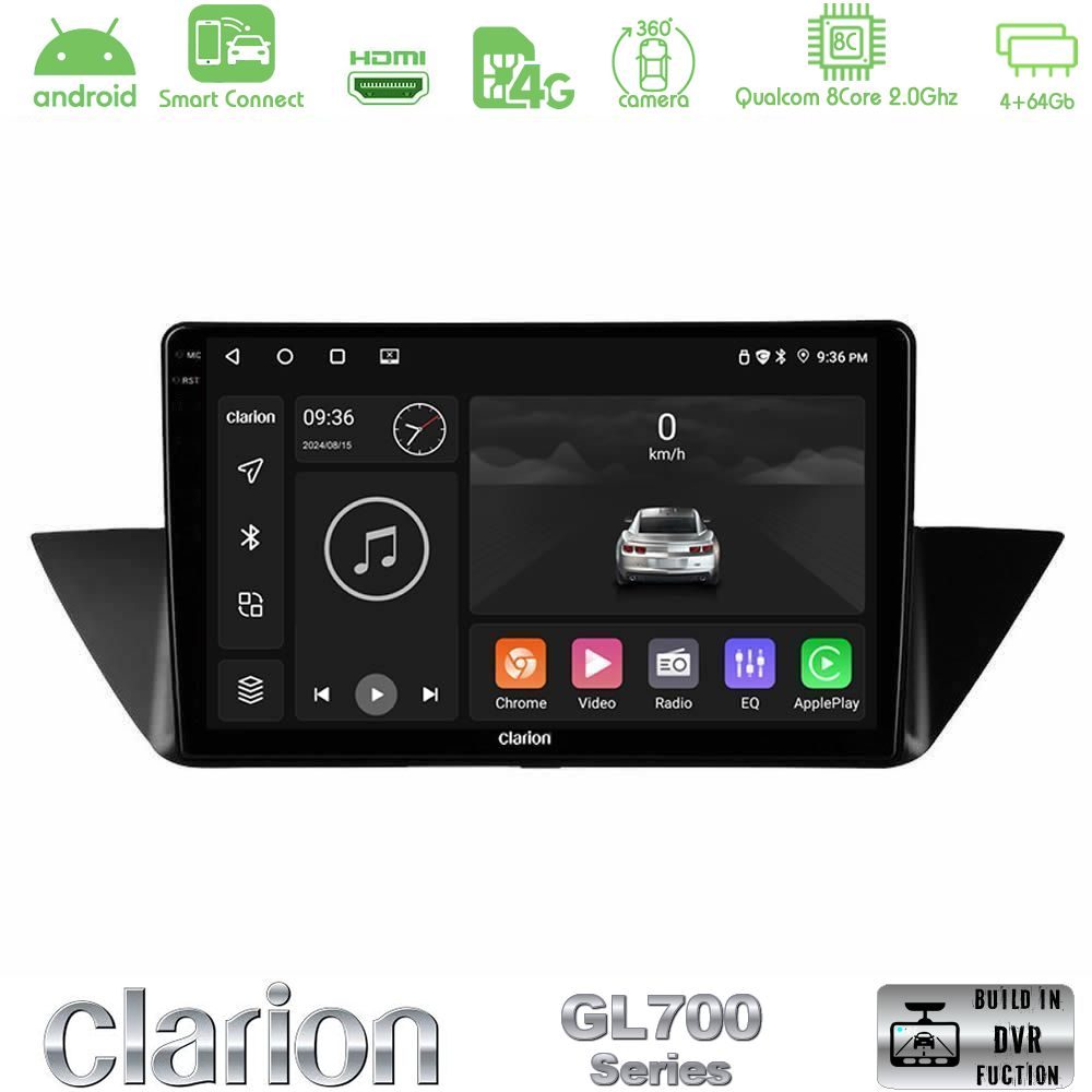 Clarion GL700 Series 8Core Android ClarionOS 4+64GB BMW Χ1 E84 Navigation Multimedia Tablet 10" Με Carplay & Android Auto