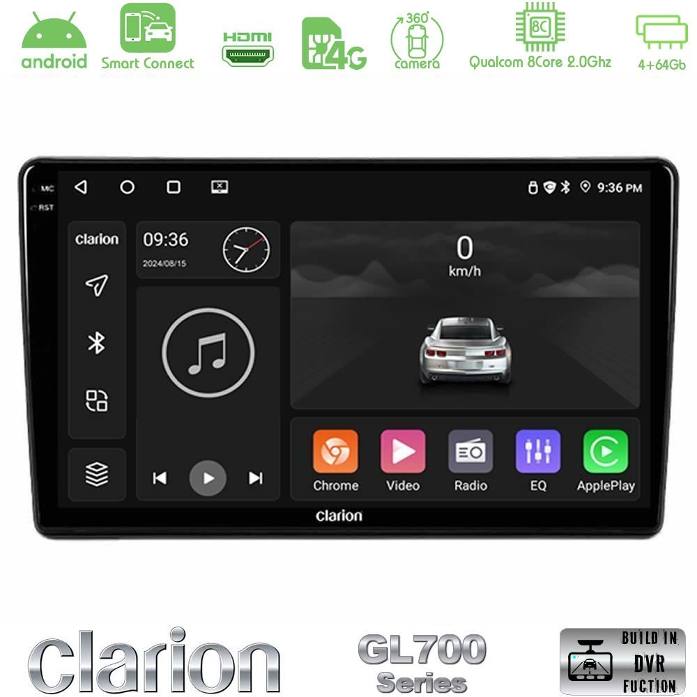 Clarion GL700 Series 8Core Android ClarionOS 4+64GB Peugeot Partner / Citroen Berlingo 2008-2018 Navigation Multimedia Tablet 9" Με Carplay & Android Auto