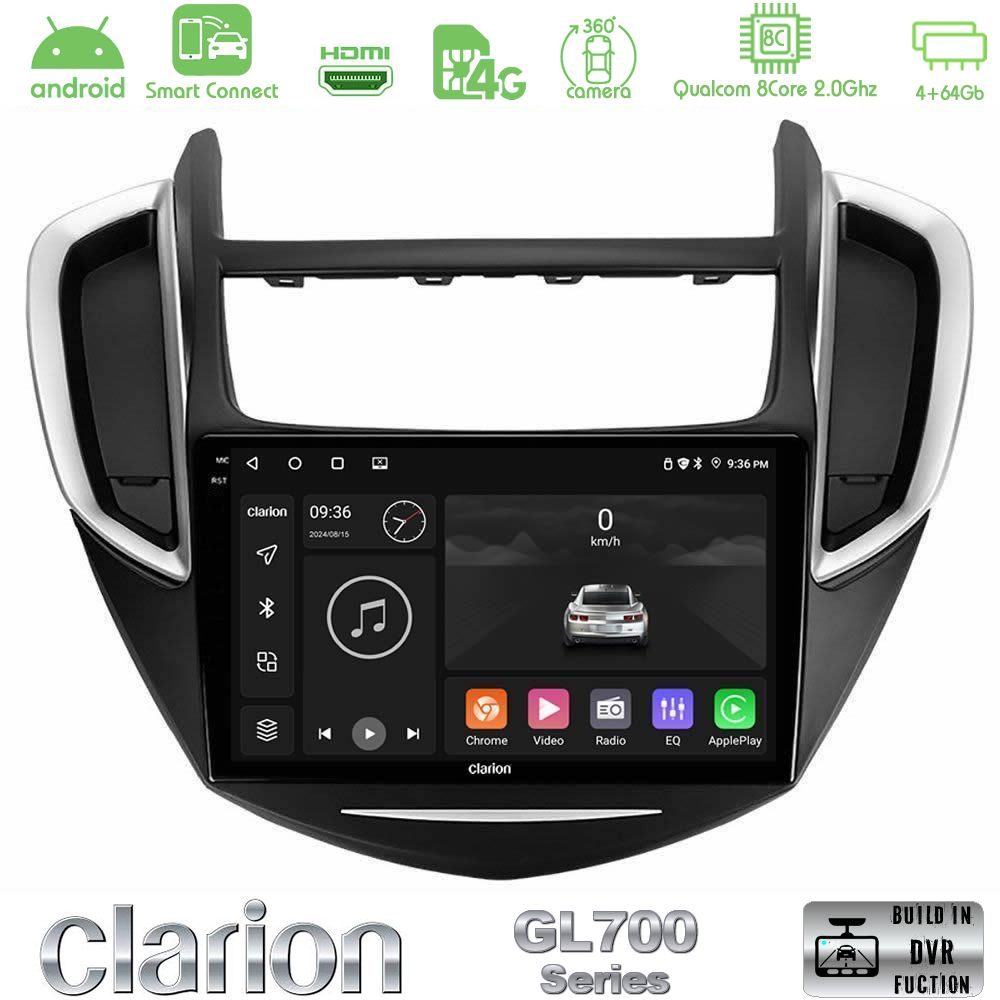 Clarion GL700 Series 8Core Android ClarionOS 4+64GB Chevrolet Trax 2013-2020 Navigation Multimedia Tablet 9" Με Carplay & Android Auto