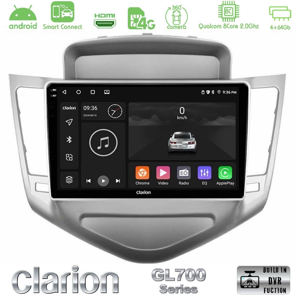 Clarion GL700 Series 8Core Android ClarionOS 4+64GB Chevrolet Cruze 2009-2012 Navigation Multimedia Tablet 9" Με Carplay & Android Auto