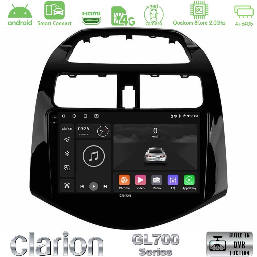 Clarion GL700 Series 8Core Android ClarionOS 4+64GB Chevrolet Spark 2009-2015 Navigation Multimedia Tablet 9" Με Carplay & Android Auto