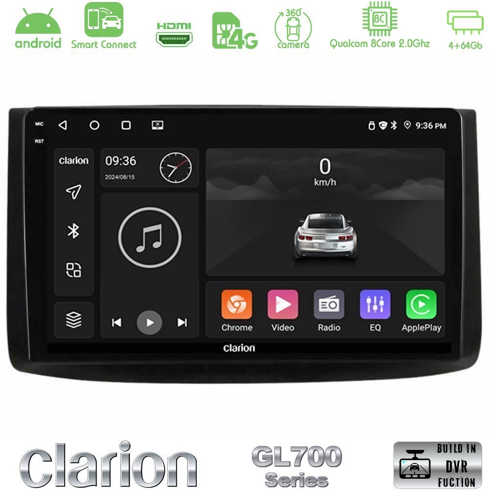 Clarion GL700 Series 8Core Android ClarionOS 4+64GB Chevrolet Aveo 2006-2010 Navigation Multimedia Tablet 9" Με Carplay & Android Auto