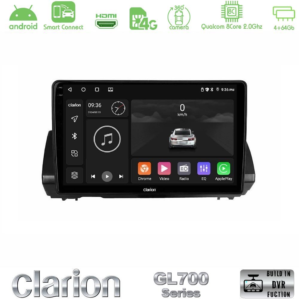 Clarion GL700 Series 8Core Android ClarionOS 4+64GB Dacia Sandero/Logan/Jogger 2022-> Navigation Multimedia Tablet 9" Με Carplay & Android Auto