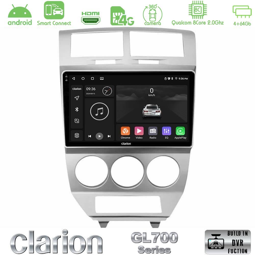 Clarion GL700 Series 8Core Android ClarionOS 4+64GB Dodge Caliber 2006-2011 Navigation Multimedia Tablet 10" Με Carplay & Android Auto