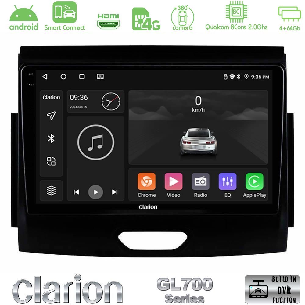Clarion GL700 Series 8Core Android ClarionOS 4+64GB Ford Ranger 2017-2022 Navigation Multimedia Tablet 9" Με Carplay & Android Auto