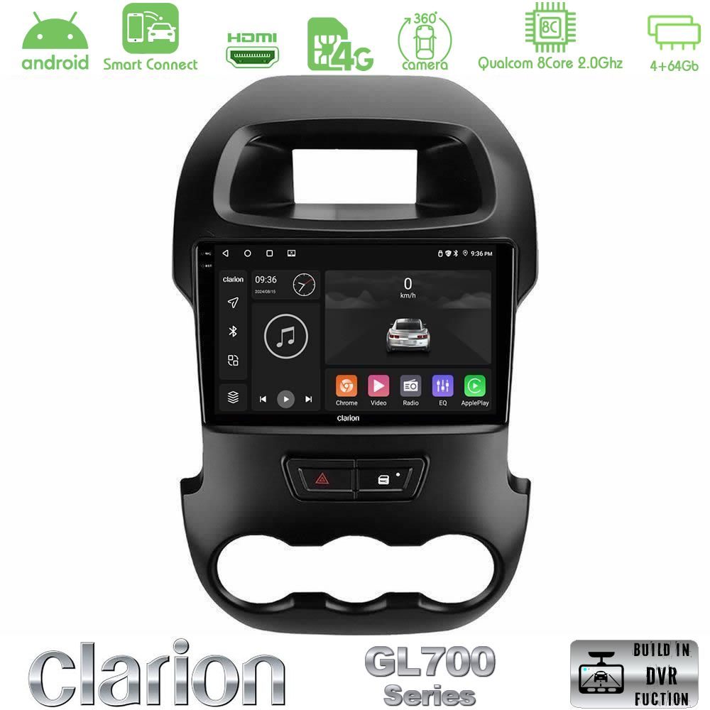 Clarion GL700 Series 8Core Android ClarionOS 4+64GB Ford Ranger 2012-2016 Navigation Multimedia Tablet 9" Με Carplay & Android Auto