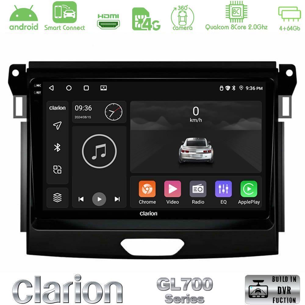 Clarion GL700 Series 8Core Android ClarionOS 4+64GB Ford Ranger 2017-2022 Navigation Multimedia Tablet 9" Με Carplay & Android Auto