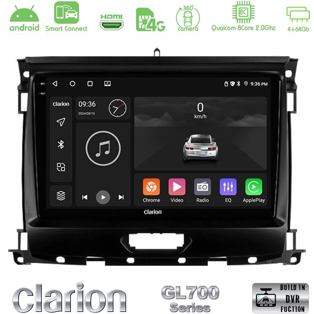 Clarion GL700 Series 8Core Android ClarionOS 4+64GB Ford Ranger 2017-2022 Navigation Multimedia Tablet 9" Με Carplay & Android Auto