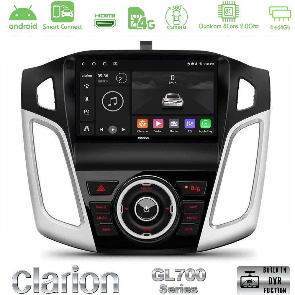 Clarion GL700 Series 8Core Android ClarionOS 4+64GB Ford Focus 2012-2018 Navigation Multimedia Tablet 9" Με Carplay & Android Auto