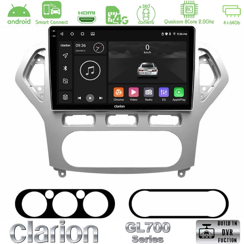 Clarion GL700 Series 8Core Android ClarionOS 4+64GB Ford Mondeo 2007-2010 AUTO A/C Navigation Multimedia Tablet 10" Με Carplay & Android Auto