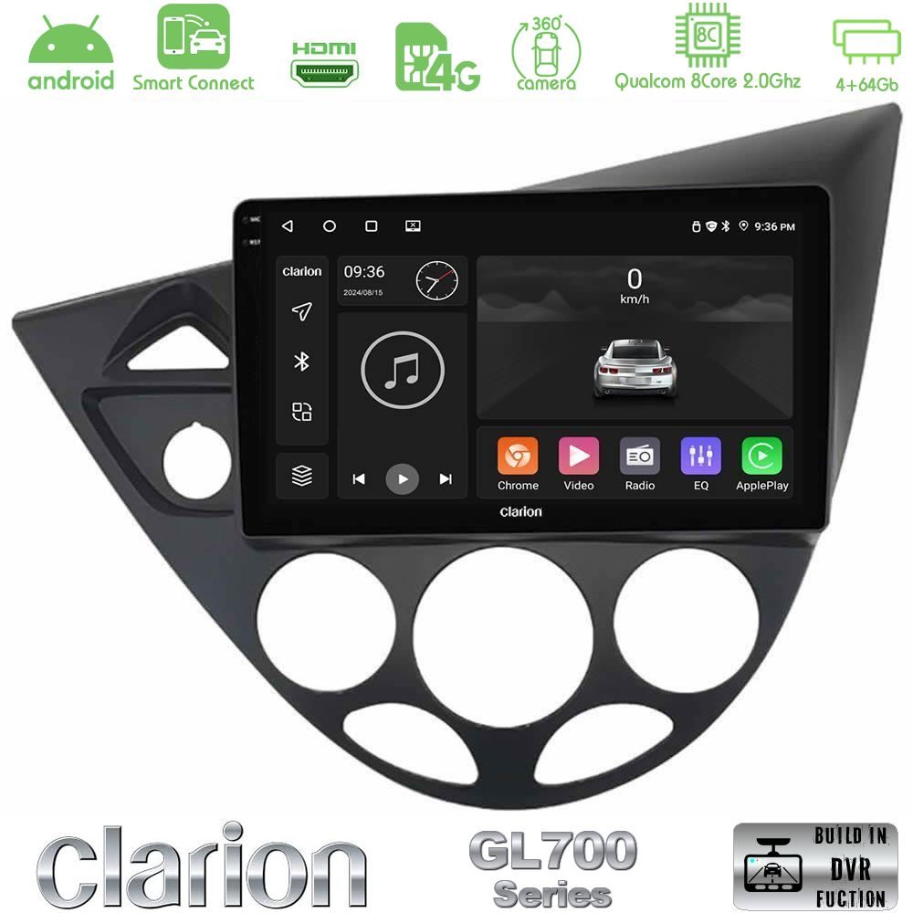 Clarion GL700 Series 8Core Android ClarionOS 4+64GB Ford Focus 1999-2004 Navigation Multimedia Tablet 9" Με Carplay & Android Auto
