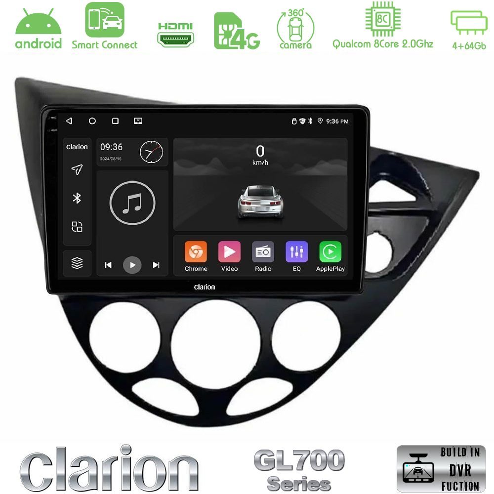 Clarion GL700 Series 8Core Android ClarionOS 4+64GB Ford Focus 1999-2004 (RHD) Navigation Multimedia Tablet 9" Με Carplay & Android Auto