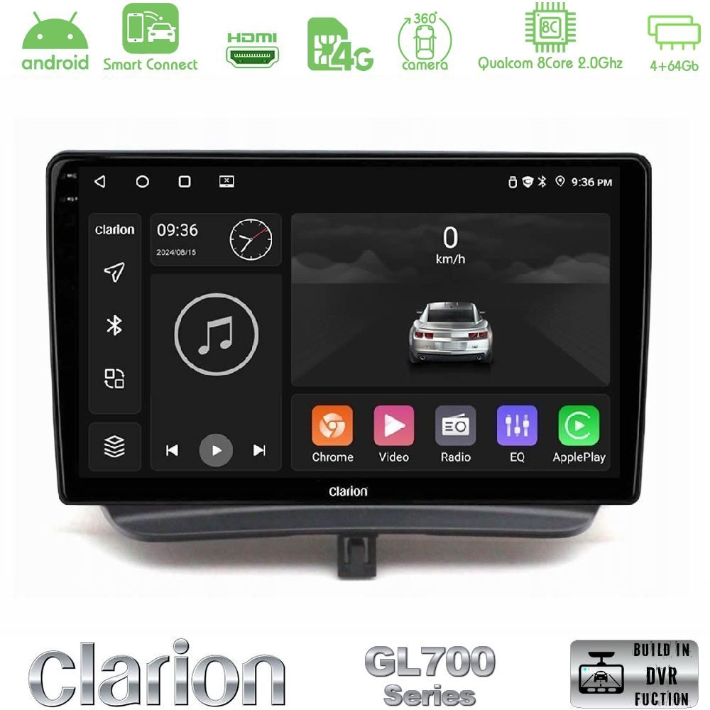 Clarion GL700 Series 8Core Android ClarionOS 4+64GB Ford Courier 2015-2023 Navigation Multimedia Tablet 9" Με Carplay & Android Auto