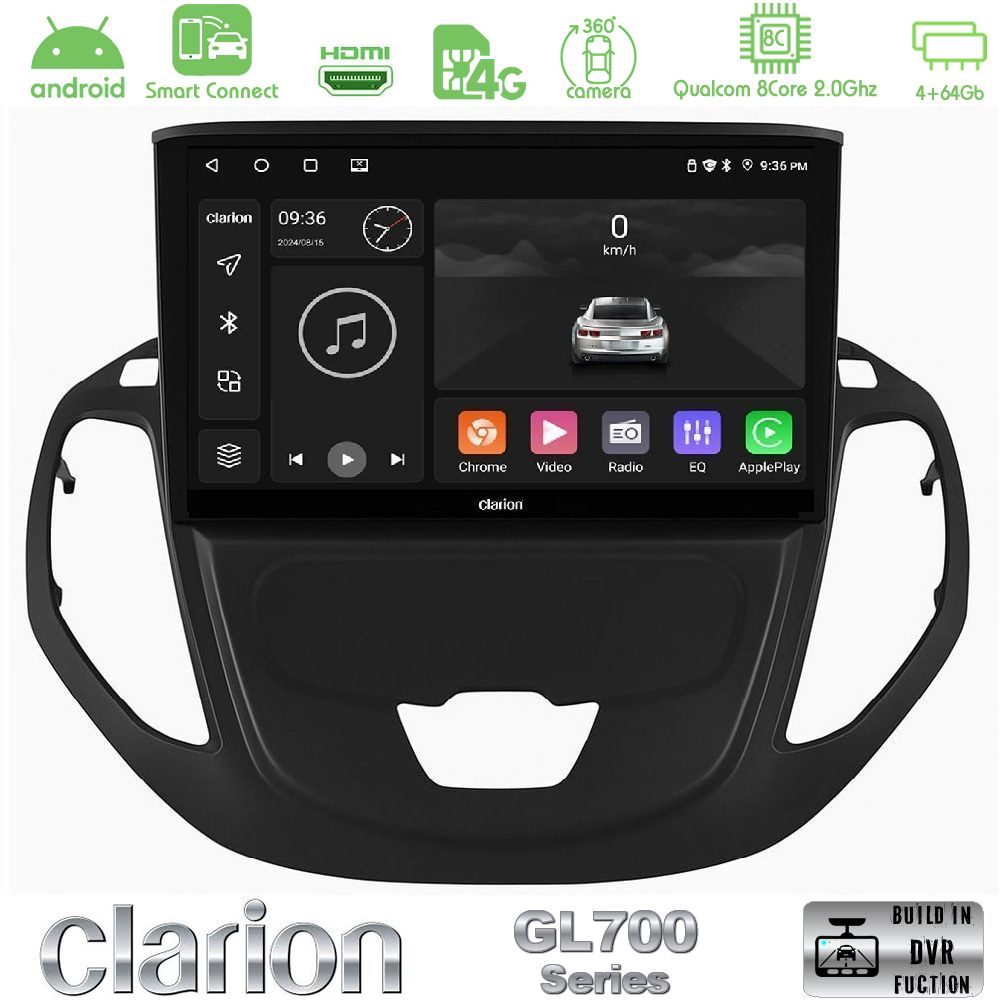 Clarion GL700 Series 8Core Android ClarionOS 4+64GB Ford Transit Courier 2015-2023 Navigation Multimedia Tablet 9" Με Carplay & Android Auto