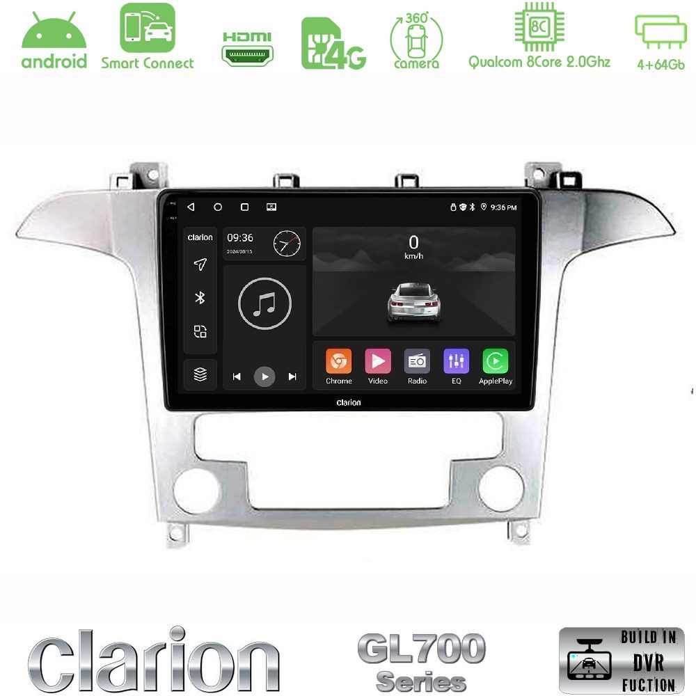 Clarion GL700 Series Ford S-Max 2006-2012 8Core Android ClarionOS 4+64GB Navigation Multimedia Tablet 9" Με Carplay & Android Auto Με Carplay & Android Auto