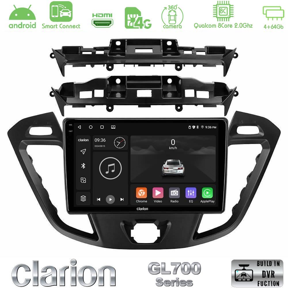Clarion GL700 Series 8Core Android ClarionOS 4+64GB Ford Transit Custom/Tourneo Custom Navigation Multimedia Tablet 9" Με Carplay & Android Auto